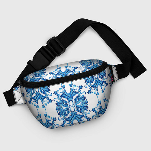 Поясная сумка Гжель синие цветы / 3D-принт – фото 4