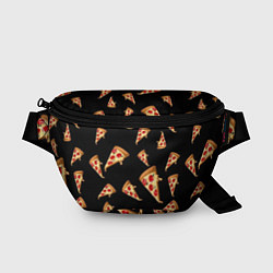 Поясная сумка Куски пиццы на черном фоне