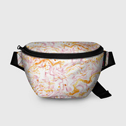 Поясная сумка Розовый мрамор с оранжевыми прожилками, цвет: 3D-принт