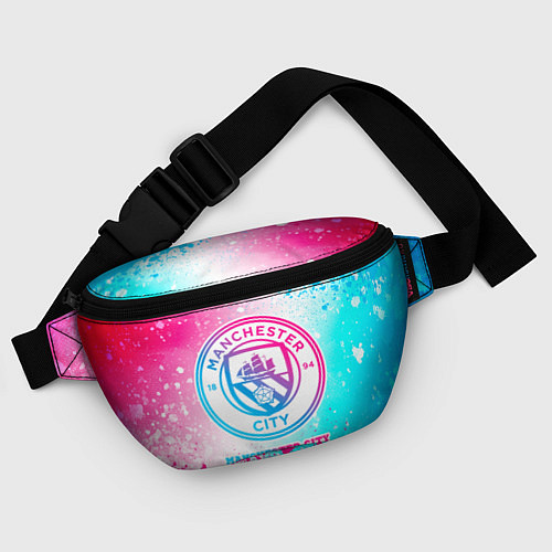 Поясная сумка Manchester City neon gradient style / 3D-принт – фото 4