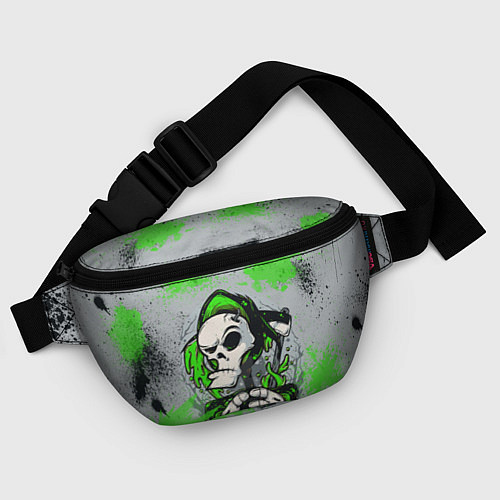 Поясная сумка Slipknot скелет green / 3D-принт – фото 4