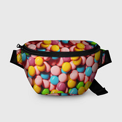Поясная сумка Много ярких конфет, цвет: 3D-принт
