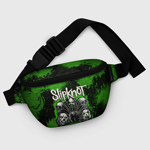 Поясная сумка Slipknot green abstract / 3D-принт – фото 4