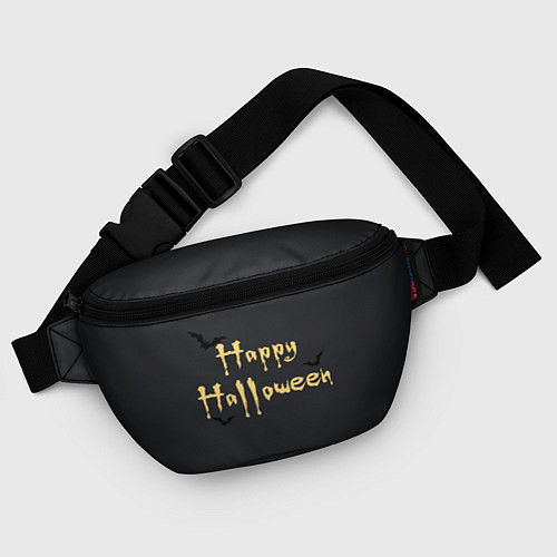 Поясная сумка Happy Halloween надпись с летучими мышами / 3D-принт – фото 4