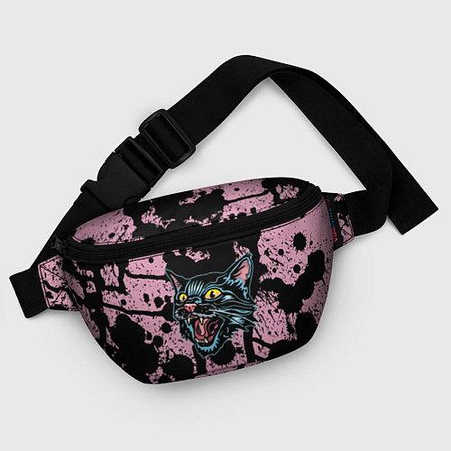 Поясная сумка Чёрный котяра - Чёрные кляксы / 3D-принт – фото 4