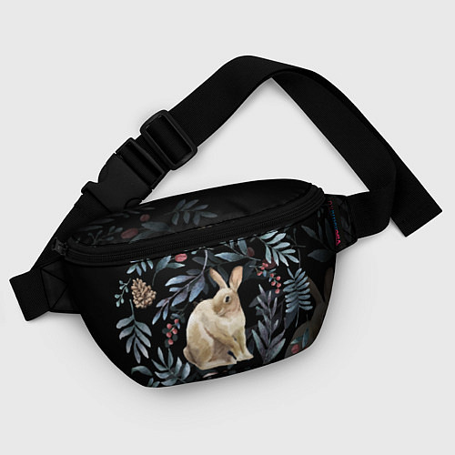 Поясная сумка Новогодний кролик - Веточки и цветочки / 3D-принт – фото 4
