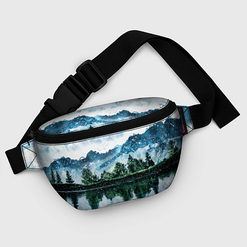 Поясная сумка Горный пейзаж акварелью / 3D-принт – фото 4
