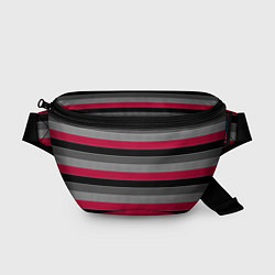 Поясная сумка Красно-черный полосатый современный узор, цвет: 3D-принт