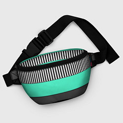 Поясная сумка Полосатый зеленый с черным и белым узор, цвет: 3D-принт — фото 2