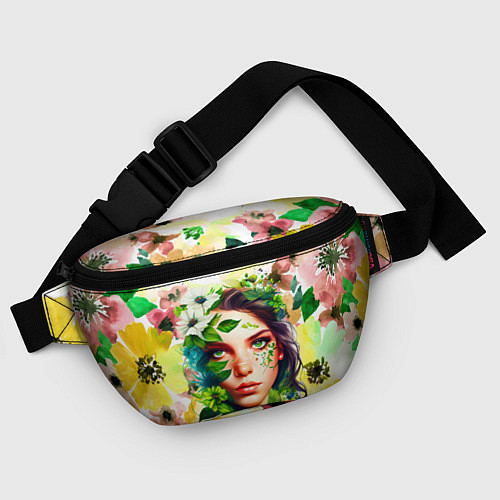 Поясная сумка Девушка Весна - акварель / 3D-принт – фото 4