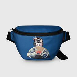 Поясная сумка Японская гейша с большим веером, цвет: 3D-принт