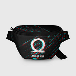 Поясная сумка God of War в стиле glitch и баги графики на темном, цвет: 3D-принт