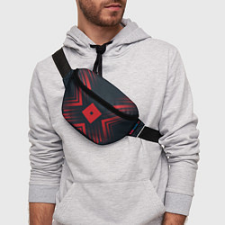 Поясная сумка Красный символ Roblox на темном фоне со стрелками, цвет: 3D-принт — фото 2