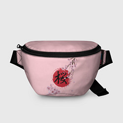 Поясная сумка Цветущая вишня с иероглифом cакура, цвет: 3D-принт