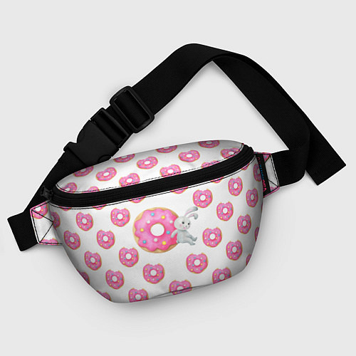 Поясная сумка Серый кролик с розовыми пончиками / 3D-принт – фото 4