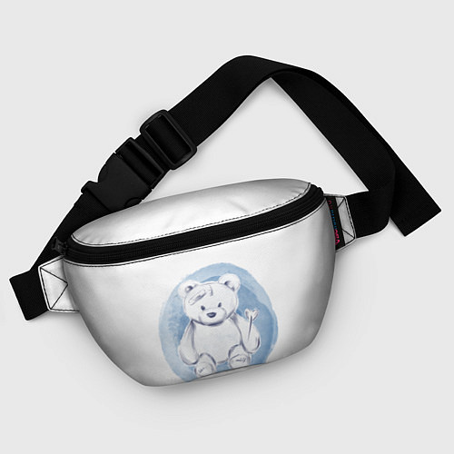 Поясная сумка Игрушечный мишка на акварельном голубом фоне / 3D-принт – фото 4