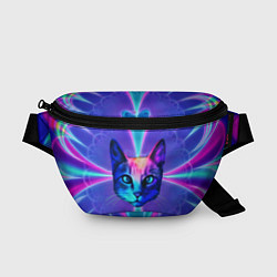 Поясная сумка Яркий неоновый портрет кота