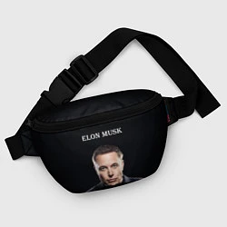 Поясная сумка Илон Маск, портрет на черном фоне, цвет: 3D-принт — фото 2