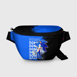 Поясная сумка Соник на синем фоне, цвет: 3D-принт