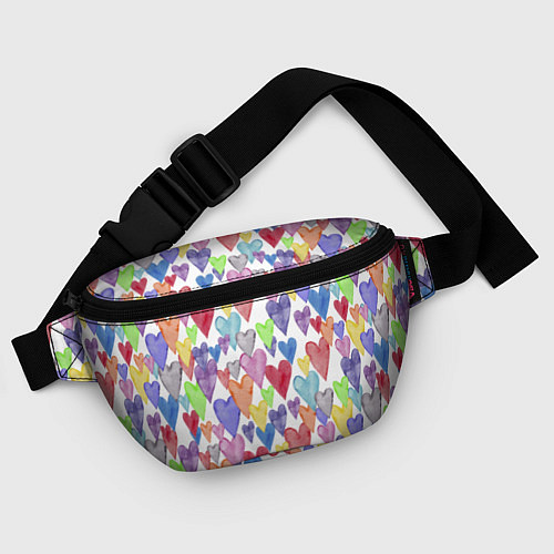 Поясная сумка Разноцветные сердечки Калейдоскоп / 3D-принт – фото 4
