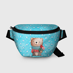 Поясная сумка Мишка с розой, цвет: 3D-принт