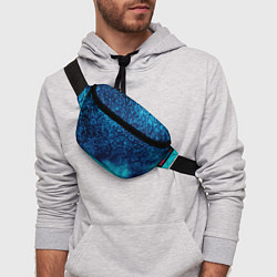 Поясная сумка Градиент голубой и синий текстурный с блестками, цвет: 3D-принт — фото 2