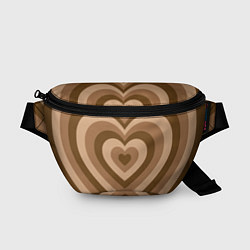 Поясная сумка Hearts brown, цвет: 3D-принт