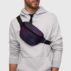 Поясная сумка Фиолетово-синяя волнообразная абстракция, цвет: 3D-принт — фото 2