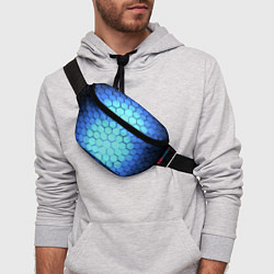 Поясная сумка Голубые соты шейповая абстракция, цвет: 3D-принт — фото 2