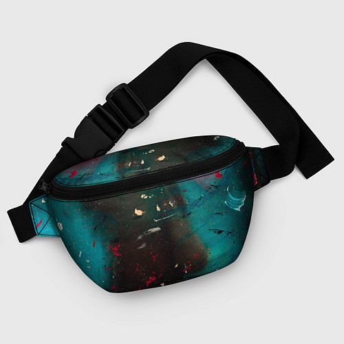 Поясная сумка Абстрактные тьма, светло-синий туман и мазки красо / 3D-принт – фото 4