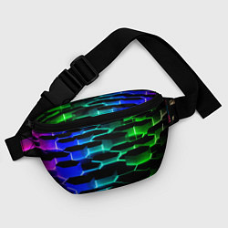 Поясная сумка Неоновый разлом световых плит, цвет: 3D-принт — фото 2