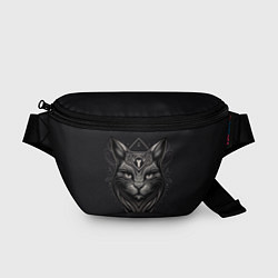 Поясная сумка Чёрный готический кот, цвет: 3D-принт