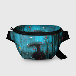 Поясная сумка Абстрактный светло-синий туман и краски, цвет: 3D-принт