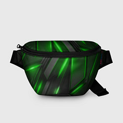 Поясная сумка Черные пластины с зеленым свечением, цвет: 3D-принт