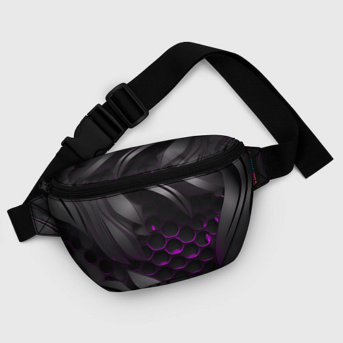 Поясная сумка Черные объекты с фиолетовой сеткой / 3D-принт – фото 4