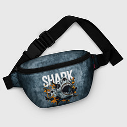 Поясная сумка С акулой в стиле Арт на синем мраморе, цвет: 3D-принт — фото 2