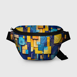 Поясная сумка Синие и жёлтые фигуры, цвет: 3D-принт