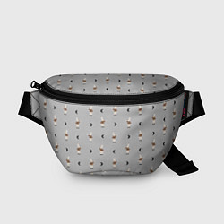 Поясная сумка Зайка и луна - паттерн серый, цвет: 3D-принт