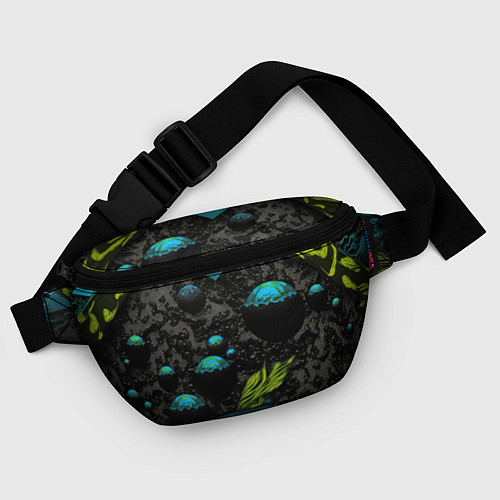 Поясная сумка Зеленые абстрактные листья / 3D-принт – фото 4