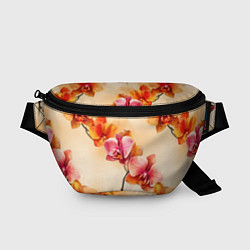 Поясная сумка Акварельные цветы - персиковый паттерн, цвет: 3D-принт