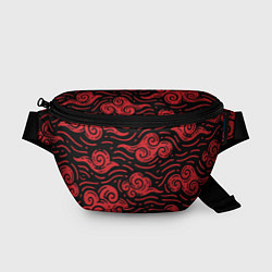 Поясная сумка Японский орнамент - красные облака, цвет: 3D-принт