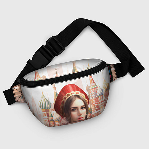 Поясная сумка Девушка в кокошнике с косой - кремль / 3D-принт – фото 4