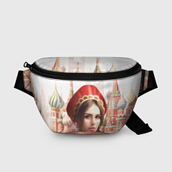 Поясная сумка Девушка в кокошнике с косой - кремль, цвет: 3D-принт