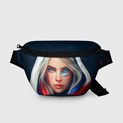 Поясная сумка Девушка с голубыми глазами в флаге, цвет: 3D-принт