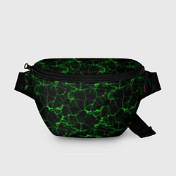 Поясная сумка Разломы зеленого пламени, цвет: 3D-принт