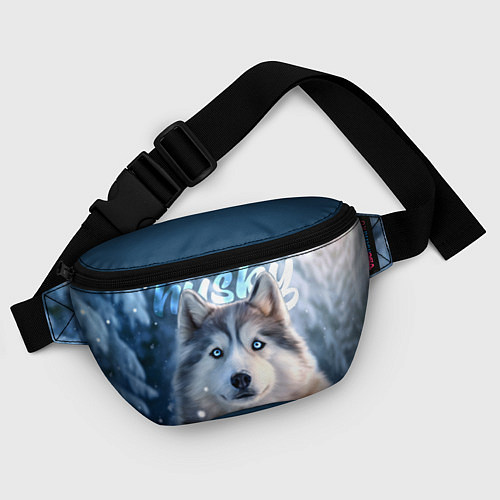 Поясная сумка Хаски с голубыми глазами в зимнем лесу / 3D-принт – фото 4
