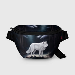Поясная сумка Белый волк в лесу, цвет: 3D-принт