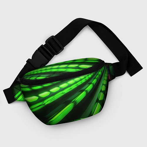 Поясная сумка Green neon abstract / 3D-принт – фото 4