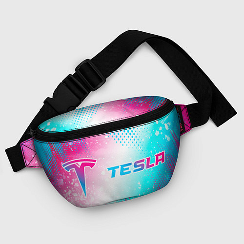 Поясная сумка Tesla neon gradient style: надпись и символ / 3D-принт – фото 4