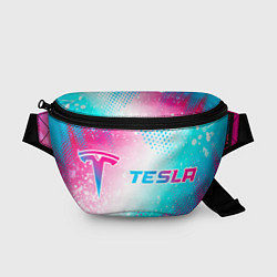 Поясная сумка Tesla neon gradient style: надпись и символ